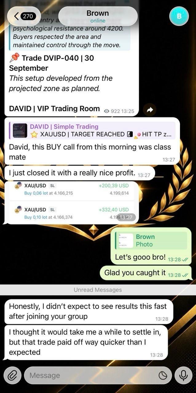 Telegram chat with Brown, a member of the channel