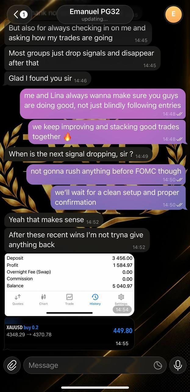 Telegram chat with Emanuel, a member of the channel