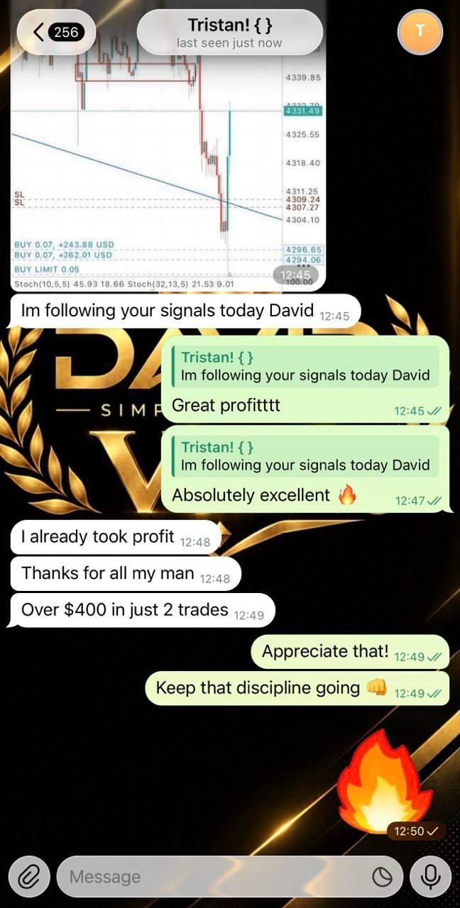 Telegram chat with Tristan, a member of the channel